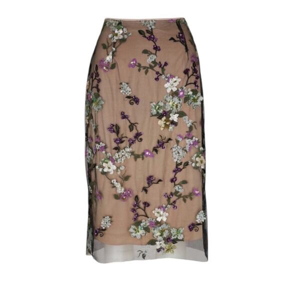 NWOT Vince Begonia Embroidered Flowered Sequin Skirt – Sz 4 - Picture 3 of 10